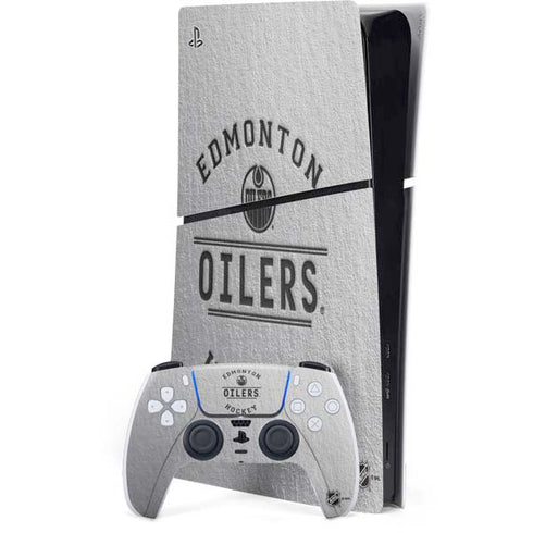 NHL Edmonton Oilers Black Text PS5 Slim Digital Edition Bundle Skin