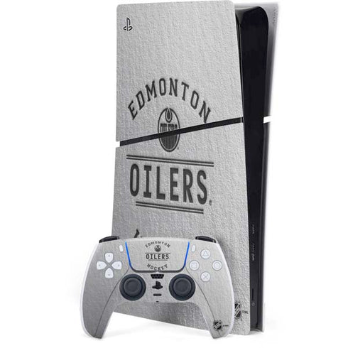NHL Edmonton Oilers Black Text PS5 Slim Digital Edition Console Skin