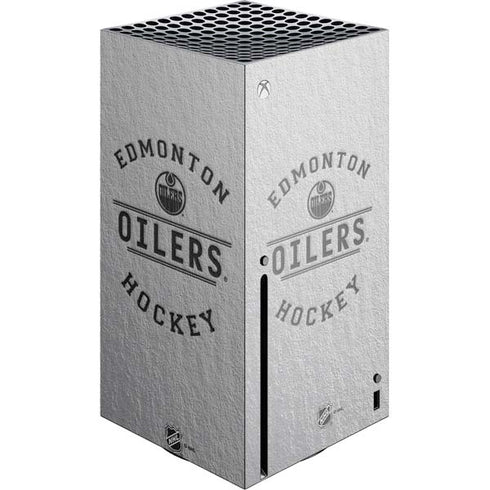 NHL Edmonton Oilers Black Text Xbox Series X Console Skin