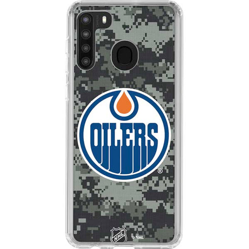 NHL Edmonton Oilers Camo Galaxy A21 Clear Case