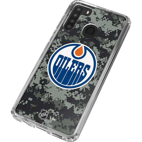 NHL Edmonton Oilers Camo Galaxy A21 Clear Case