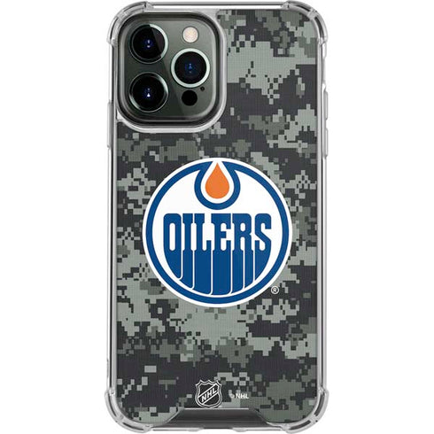 NHL Edmonton Oilers Camo iPhone 15 Pro Max Clear Case