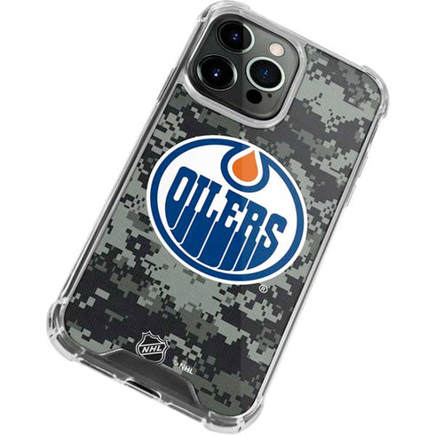 NHL Edmonton Oilers Camo iPhone 15 Pro Max Clear Case