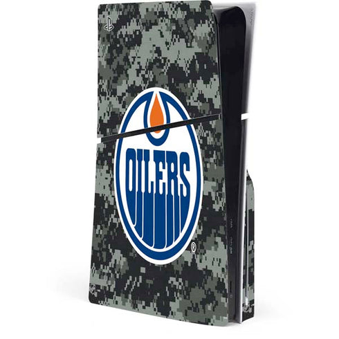 NHL Edmonton Oilers Camo PS5 Slim Disk Console Skin