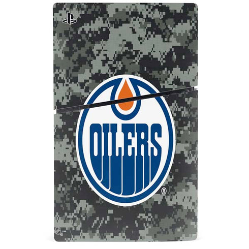 NHL Edmonton Oilers Camo PS5 Slim Disk Console Skin