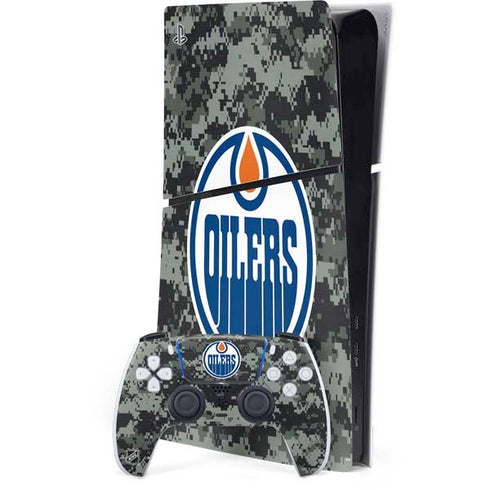 NHL Edmonton Oilers Camo PS5 Slim Digital Edition Bundle Skin