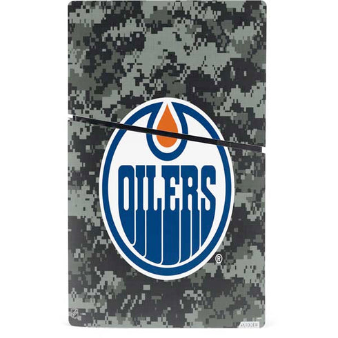 NHL Edmonton Oilers Camo PS5 Slim Digital Edition Bundle Skin