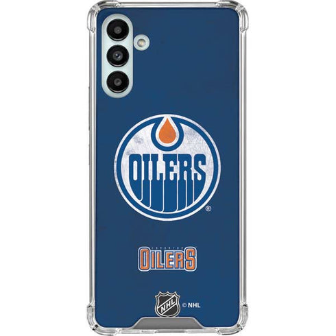 NHL Edmonton Oilers Distressed Galaxy A13 5G Clear Case