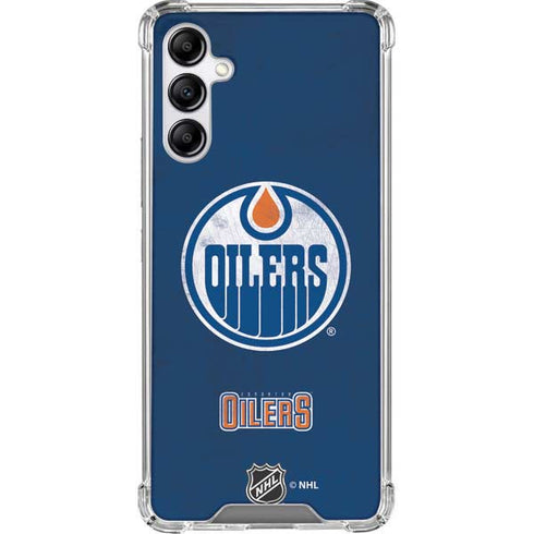 NHL Edmonton Oilers Distressed Galaxy A14 5G Clear Case