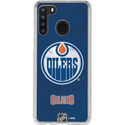 NHL Edmonton Oilers Distressed Galaxy A21 Clear Case