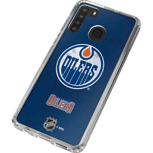 NHL Edmonton Oilers Distressed Galaxy A21 Clear Case