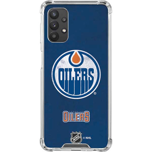NHL Edmonton Oilers Distressed Galaxy A32 5G Clear Case