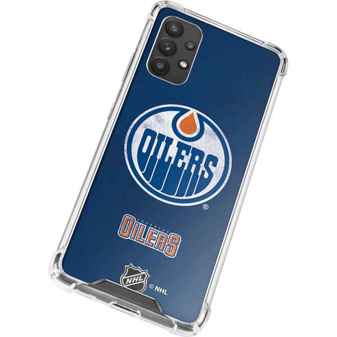 NHL Edmonton Oilers Distressed Galaxy A32 5G Clear Case