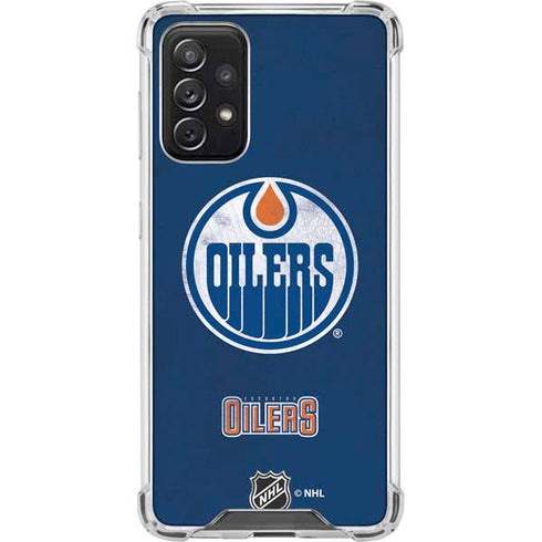 NHL Edmonton Oilers Distressed Galaxy A72 5G Clear Case