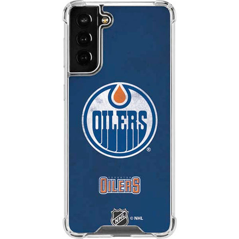 NHL Edmonton Oilers Distressed Galaxy S21 FE Clear Case