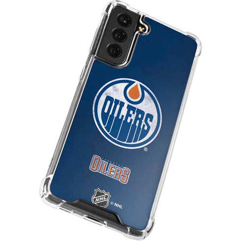 NHL Edmonton Oilers Distressed Galaxy S21 FE Clear Case