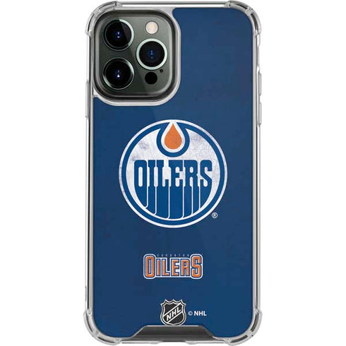 NHL Edmonton Oilers Distressed iPhone 14 Pro Max Clear Case