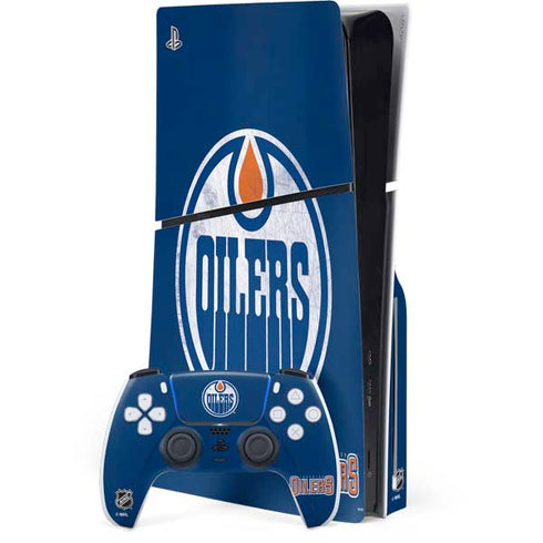 NHL Edmonton Oilers Distressed PS5 Slim Disk Bundle Skin