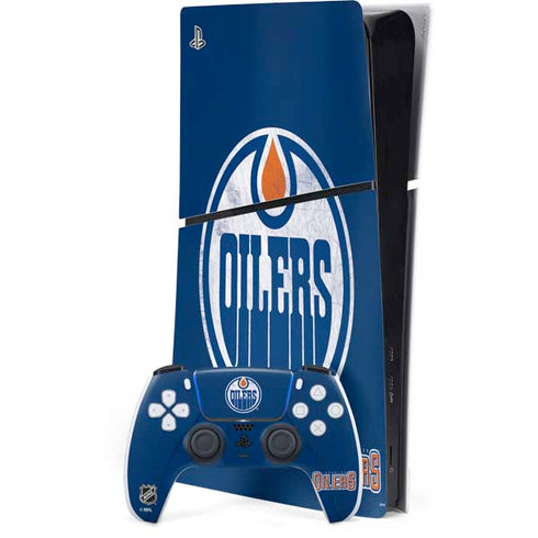 NHL Edmonton Oilers Distressed PS5 Slim Digital Edition Console Skin