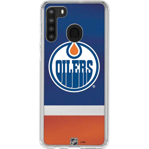 NHL Edmonton Oilers Jersey Galaxy A21 Clear Case