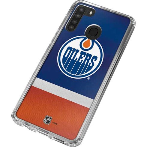 NHL Edmonton Oilers Jersey Galaxy A21 Clear Case