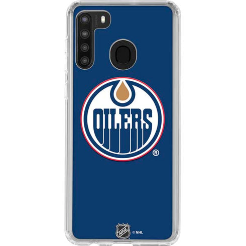 NHL Edmonton Oilers Solid Background Galaxy A21 Clear Case