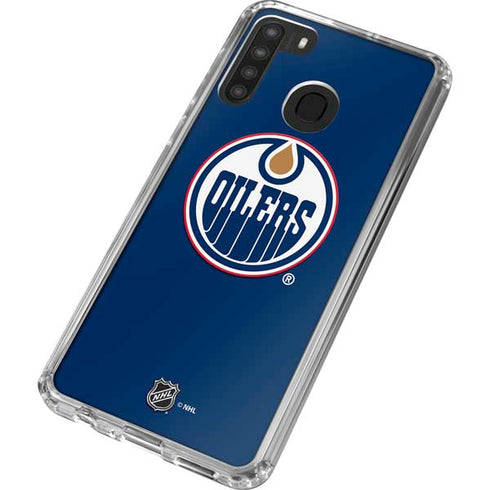 NHL Edmonton Oilers Solid Background Galaxy A21 Clear Case