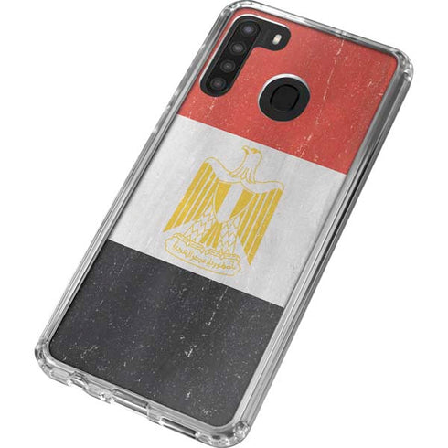 Egyptian Flag Distressed Galaxy A21 Clear Case