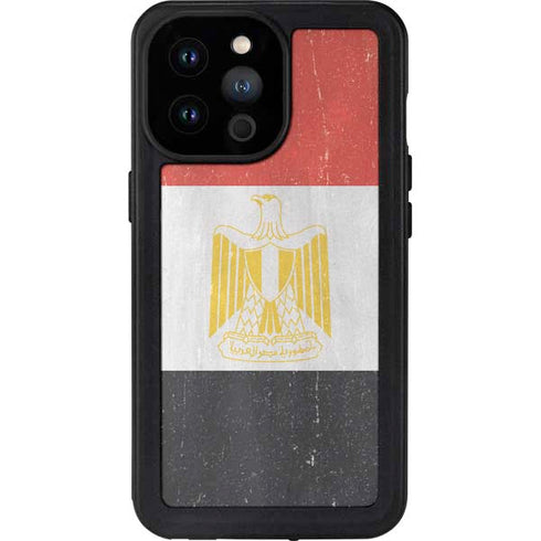 Egyptian Flag Distressed iPhone 14 Pro Max Waterproof Case