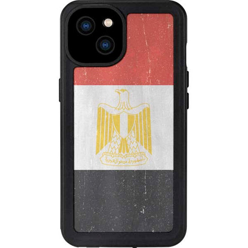 Egyptian Flag Distressed iPhone 15 Plus Waterproof Case