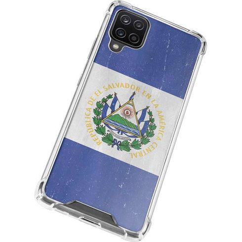 El Salvador Flag Distressed Galaxy A12 Clear Case