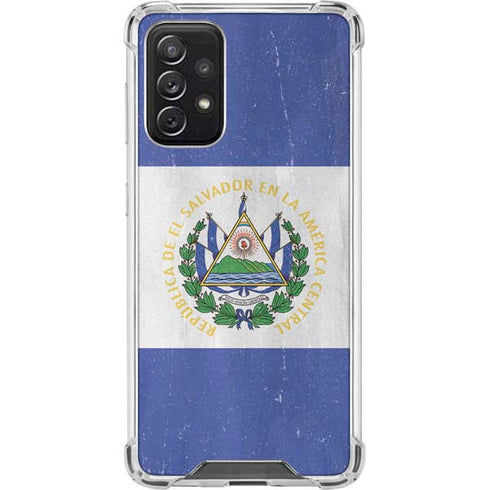 El Salvador Flag Distressed Galaxy A72 5G Clear Case
