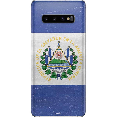 El Salvador Flag Distressed Galaxy S10 Plus Skin