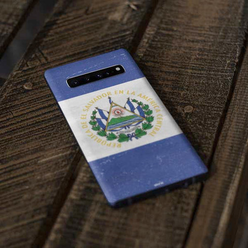 El Salvador Flag Distressed Galaxy S10 Plus Skin