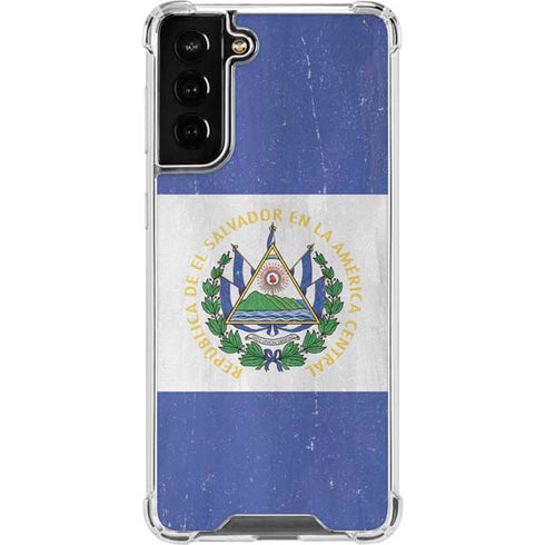 El Salvador Flag Distressed Galaxy S21 FE Clear Case