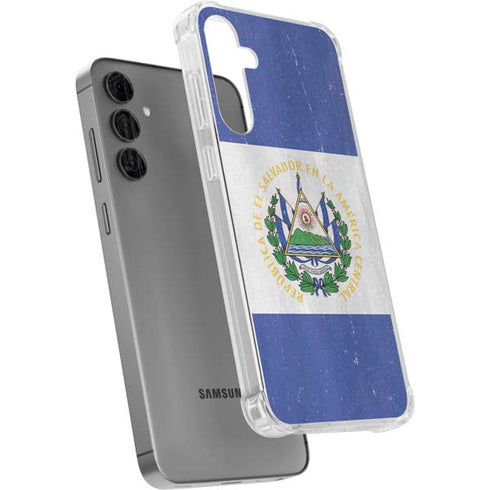 El Salvador Flag Distressed Galaxy S24 Plus Clear Case