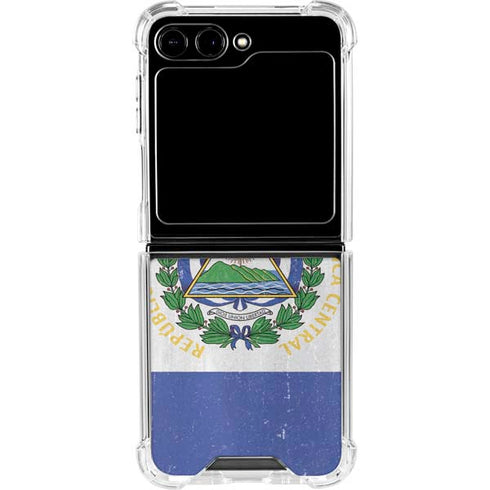 El Salvador Flag Distressed Galaxy Z Flip5 5G Clear Case