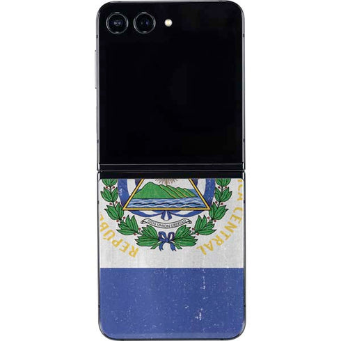 El Salvador Flag Distressed Galaxy Z Flip5 5G Skin