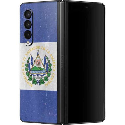 El Salvador Flag Distressed Galaxy Z Fold3 5G Skin