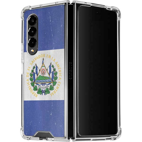 El Salvador Flag Distressed Galaxy Z Fold4 5G Clear Case
