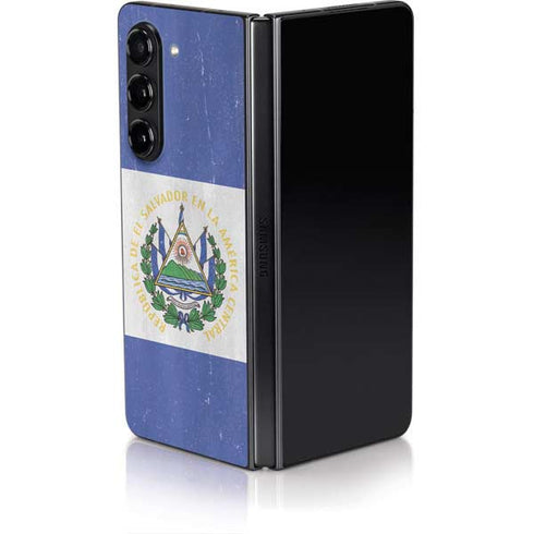 El Salvador Flag Distressed Galaxy Z Fold5 5G Skin