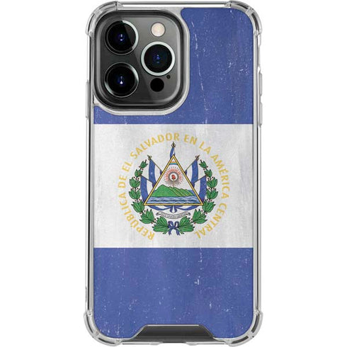 El Salvador Flag Distressed iPhone 13 Pro Clear Case