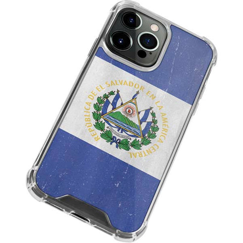 El Salvador Flag Distressed iPhone 13 Pro Clear Case