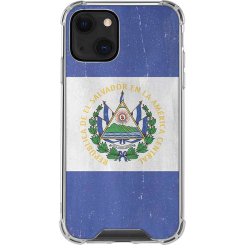 El Salvador Flag Distressed iPhone 15 Plus Clear Case