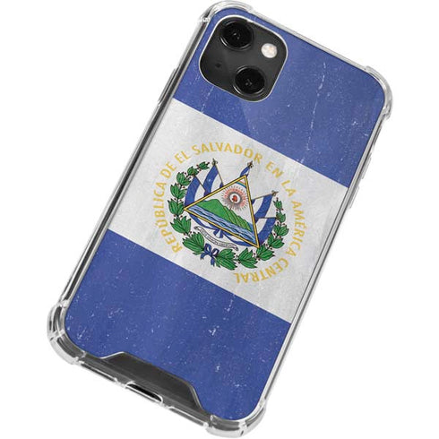 El Salvador Flag Distressed iPhone 15 Plus Clear Case