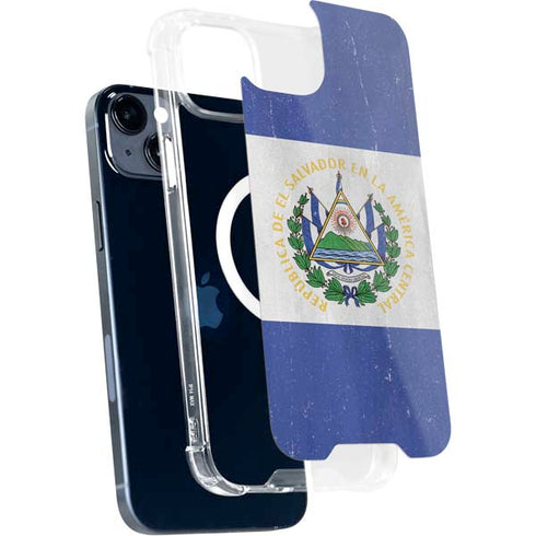 El Salvador Flag Distressed iPhone 15 Plus MagSafe Case