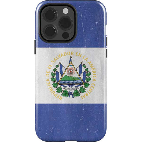 El Salvador Flag Distressed iPhone 14 Pro Impact Case