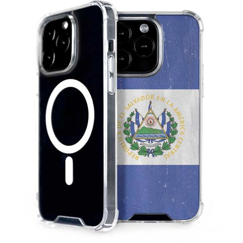 El Salvador Flag Distressed iPhone 14 Pro MagSafe Case