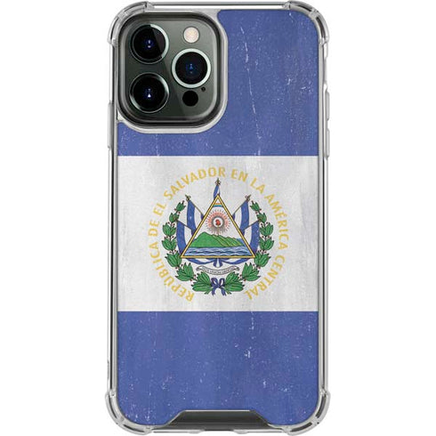 El Salvador Flag Distressed iPhone 14 Pro Max Clear Case