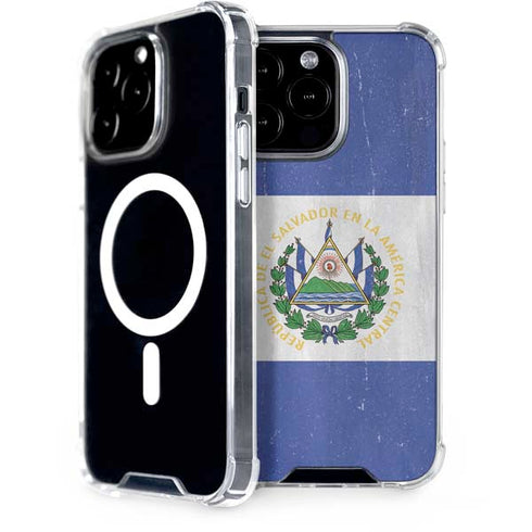 El Salvador Flag Distressed iPhone 14 Pro Max MagSafe Case